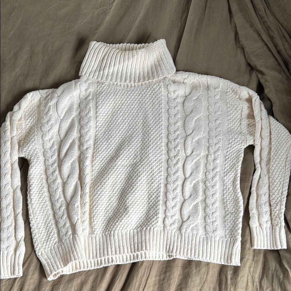 Madewell Chunky Cable Knit Turtleneck Sweater